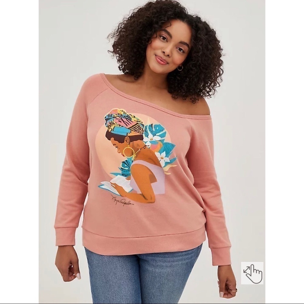 NWT TORRID Off-Shoulder Sweatshirt French Terry Maya Angelou Size 4X